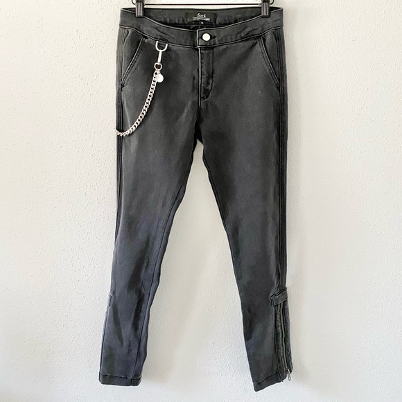 FOR4 Women's sz 26 Gray Iris Chain Ankle Zip Crop Mid-Rise Stretch Skinny Jeans - Picture 4 of 12